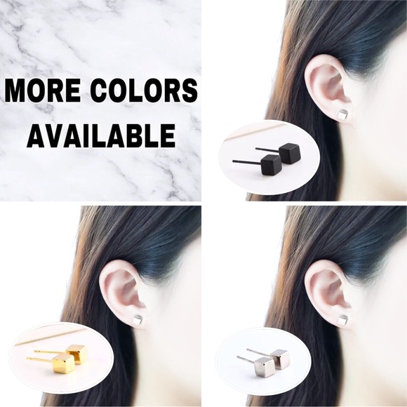 🔴5/$15🔴CLEARANCE Silver Cube Simple Earrings NEW - Picture 9 of 11